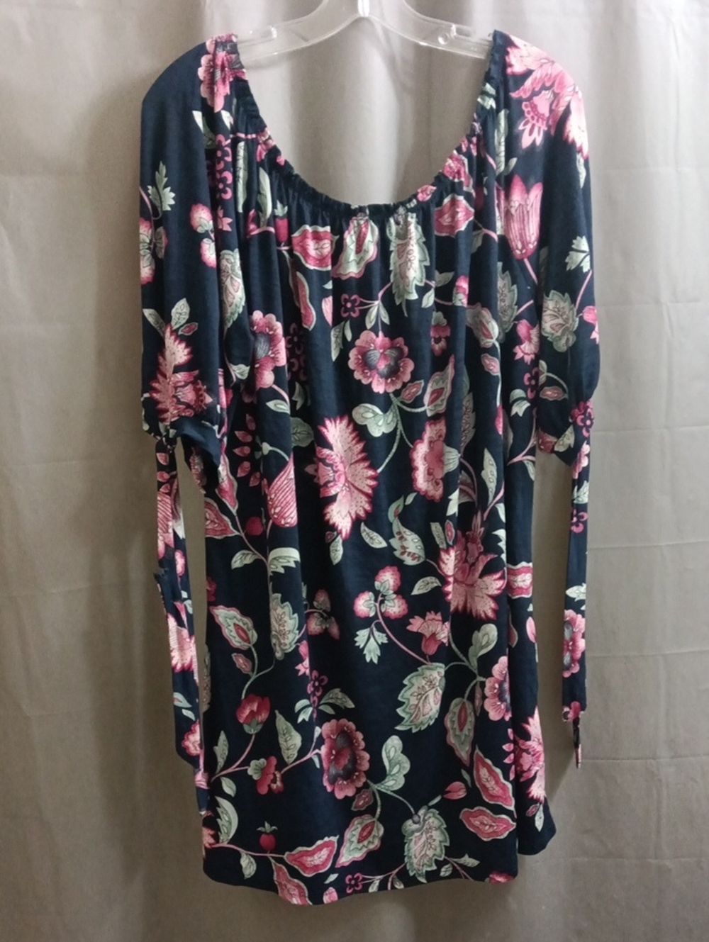 Floral Off-Shoulder Navy and Pink Women’s Top
